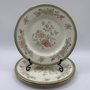 Vtg Minton‎ Jasmine Fine Bone China Dessert Salad Plates Set of 3 Floral Gold